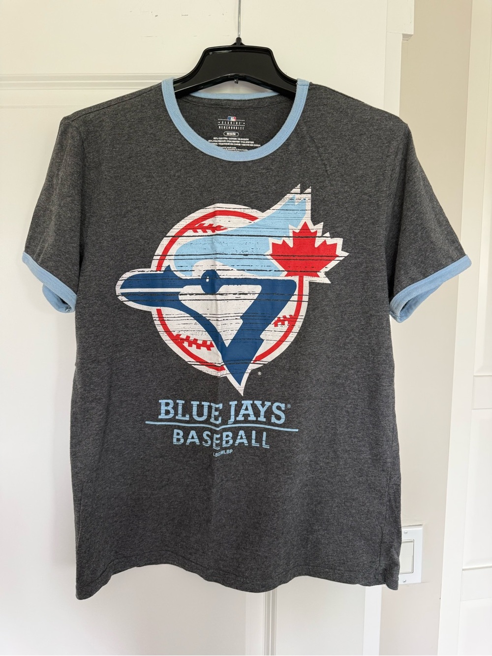 Blue Jays Baseball Gray Tee with Light Blue Trim